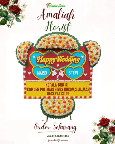 Karangan Papan Bunga Pernikahan di Muncung